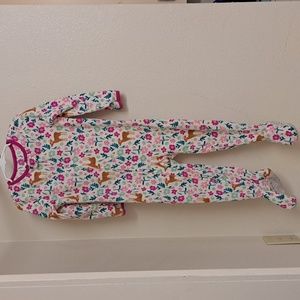 Carter's Girls One-Piece Footed Pajamas - 3T - White w/ Deer & Flowers Theme